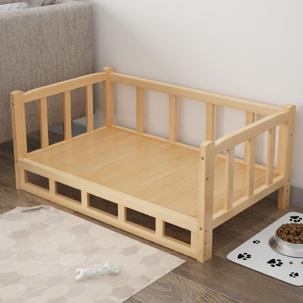 Raised Wooden Pet Bed For Dogs And Small Cats